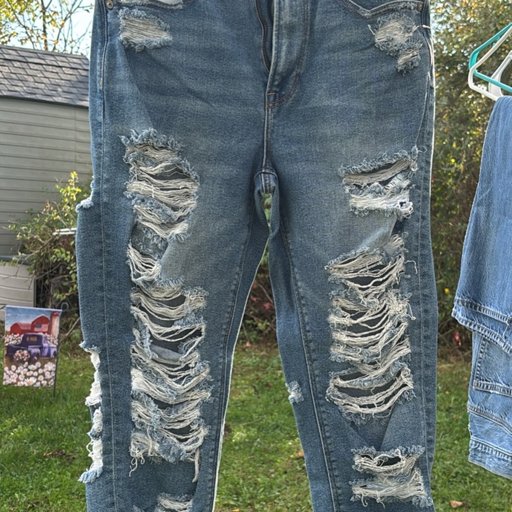 American Eagle Outfitters Ripped Blue Boyfriend Jeans